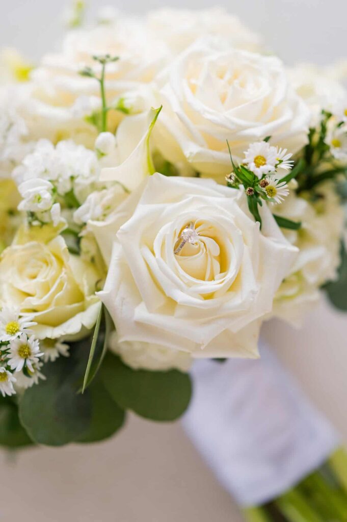 Tate House wedding, bridal bouquet, wedding rings, detail shots